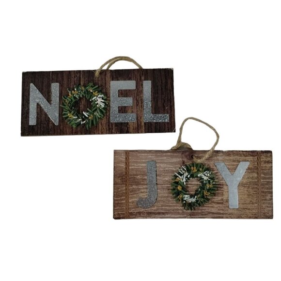 Holiday Time 5 Pack Assorted Rustic Retro Wooden and Metal Christmas Ornaments - Picture 3 of 9